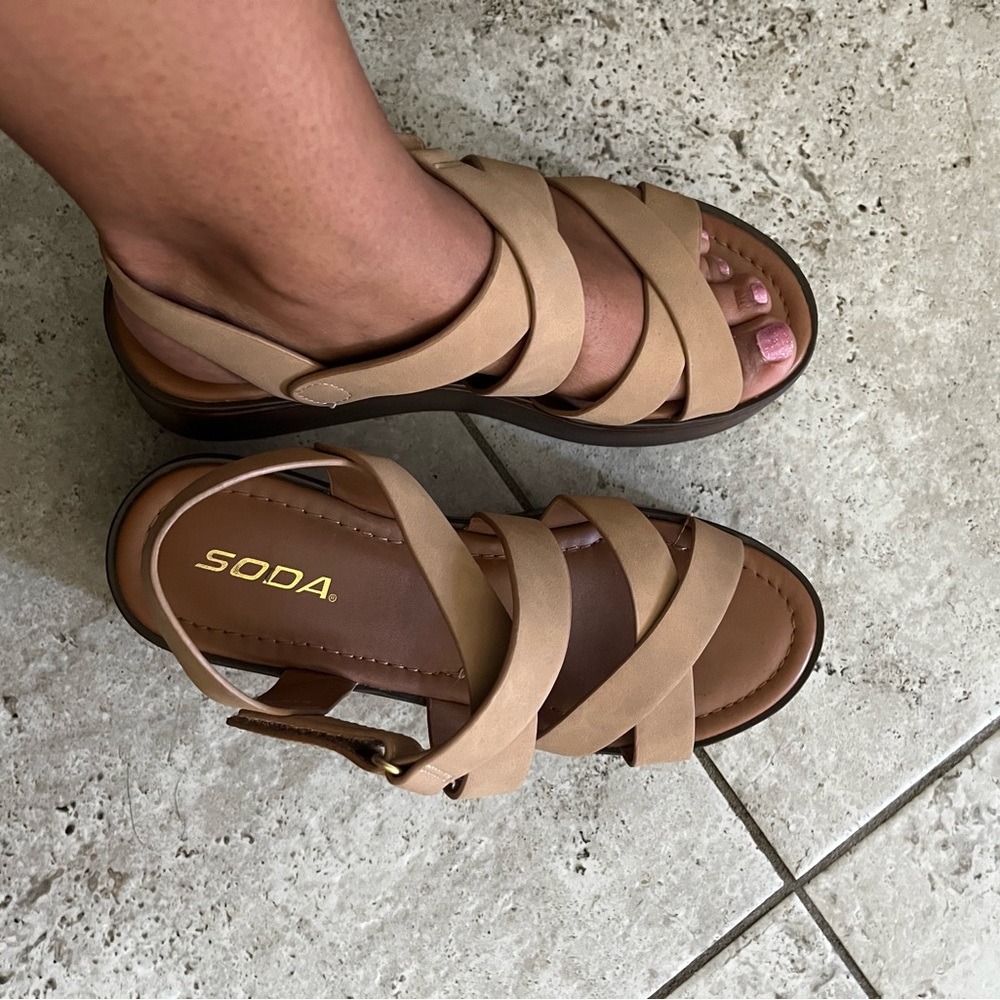 Soda Women's Beige Strappy Sandals